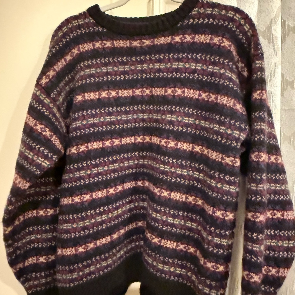 Vintage Polo Fair Isle Knit Sweater - Black and Pink